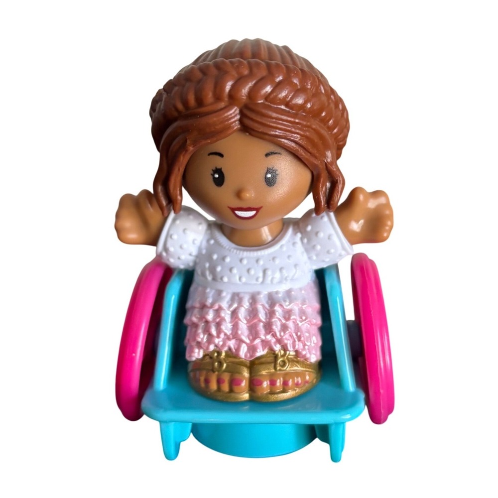 Fisher-Price Little People Barbie Wheelchair Figure Braided Hair Pink Teal‎ 2022